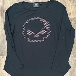 Harley-Davidson Black Long Sleeve Tee with Skull Design
